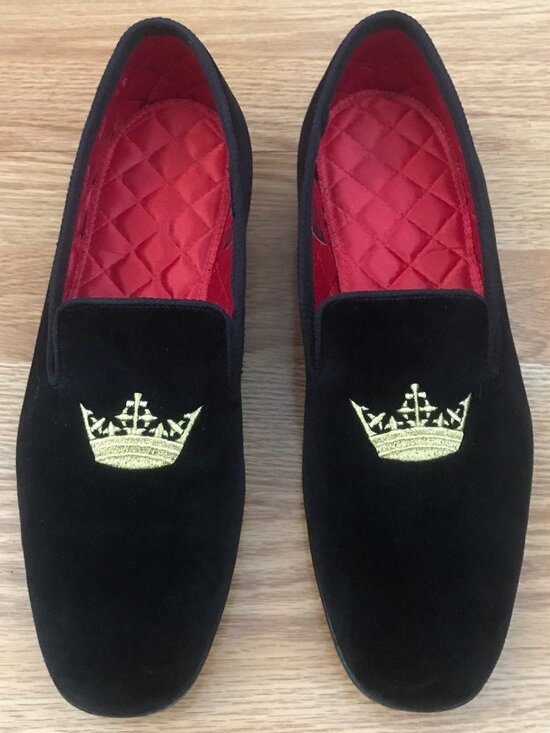 Brooks Brothers Classic Black Velvet Crown Slip on Loafers 9.5 main image 4
